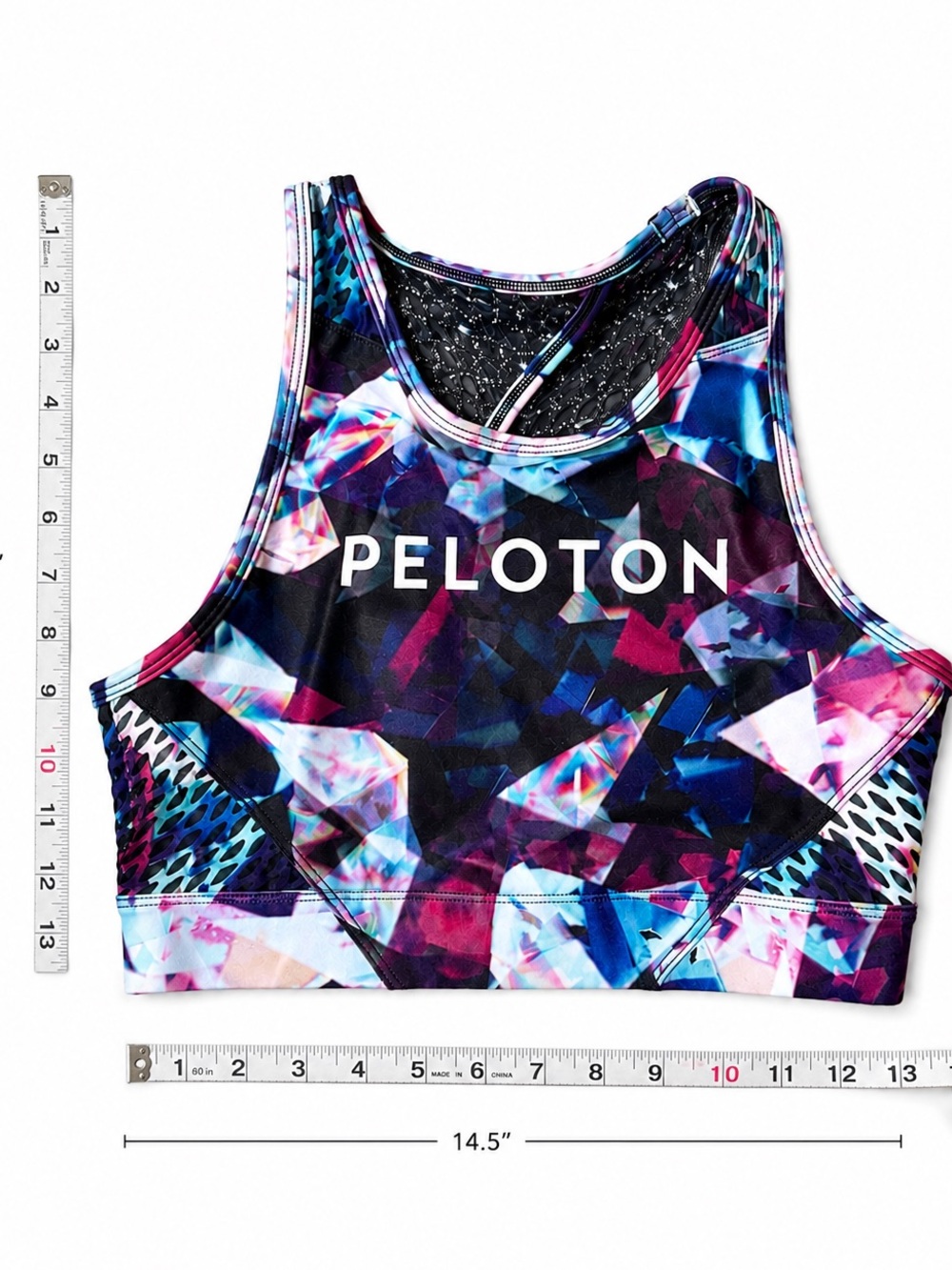 Peloton Dark Multicolor Printed Sports Bra Geometric Pattern Size small - Picture 4 of 5